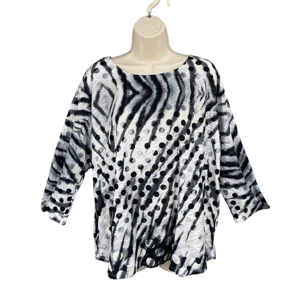Lea & Nicole Shirt Women Artsy Abstract Wacky Polka Dot Oversized Tunic Size 1X